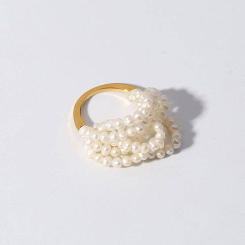 Multi-Layer Rice Pearl Cluster Ring - House Of Pearls